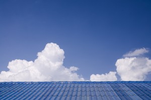 Blue sky on top the roof