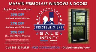 President's Day Sale on all Infinity Fiberglass Windows from Marvin