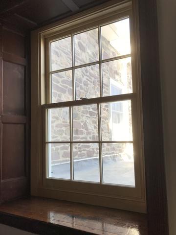 Marvin Ultimate Double Hung Window with Bare Pine Interior and White Exterior and Magnum Screen Installation in Doylestown, PA