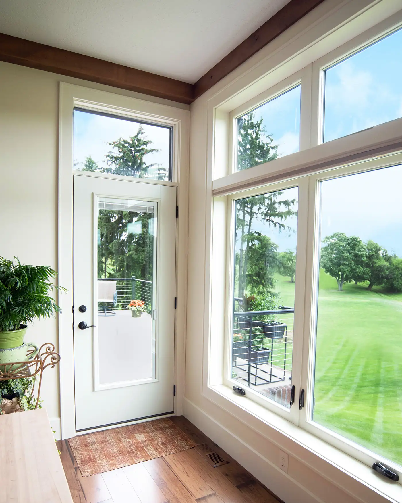 vinyl windows overlooking a wooded yard