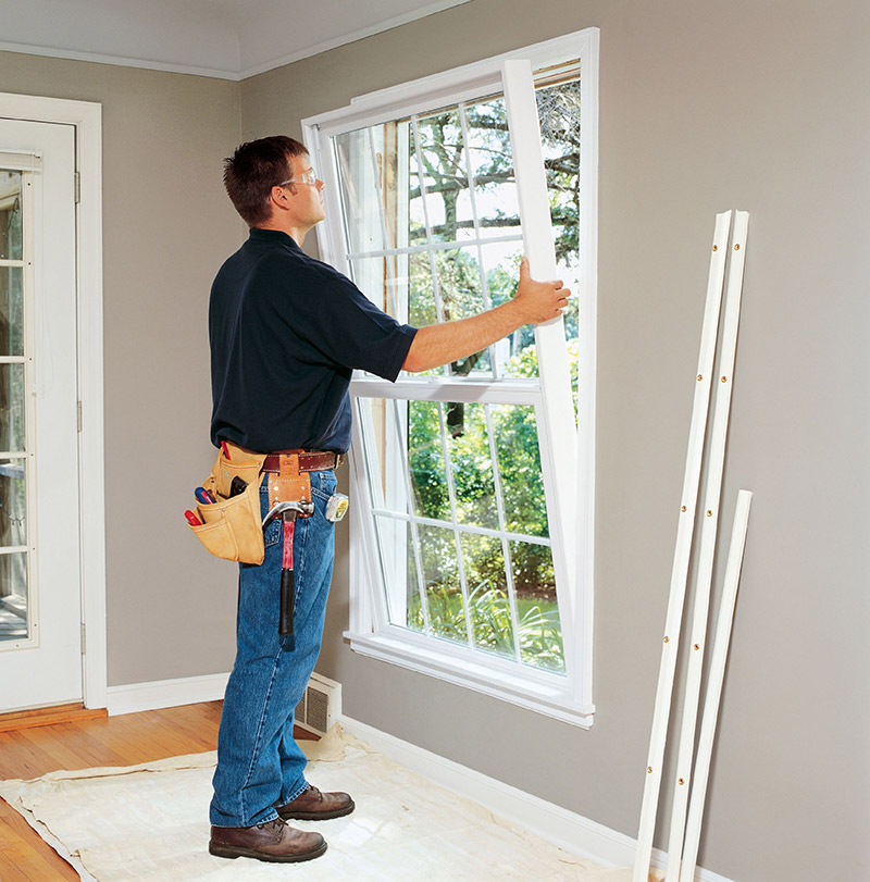 Energy-efficient fiberglass windows in kitchen