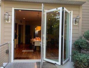 bi-fold patio doors in semi-open position